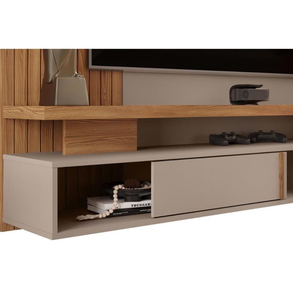 Painel Home P-tv Até 65 Polegadas Leoni Ripado C- Prateleira E Nichos 180x162cm Bali-cedro Dj Móveis - 2
