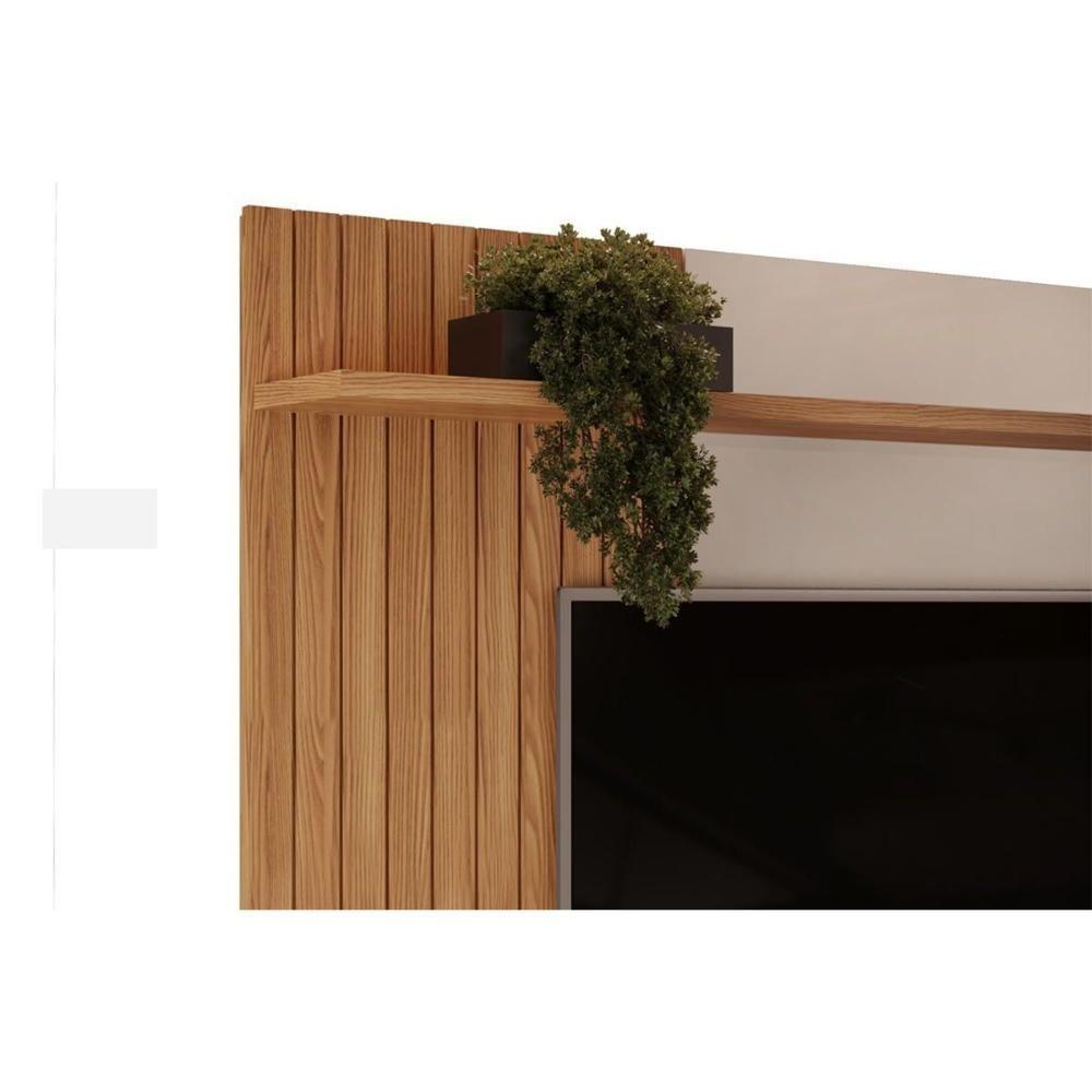 Painel Home P-tv Até 65 Polegadas Leoni Ripado C- Prateleira E Nichos 180x162cm Bali-cedro Dj Móveis - 3