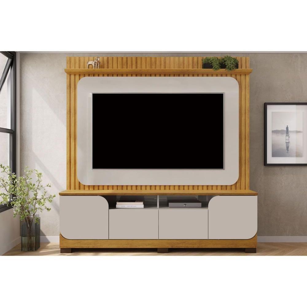 Home P-tv Até 65 Polegadas Vogue Ripado C- Prateleira E Nichos 182x183cm Cedro-bali Dj Móveis - 1