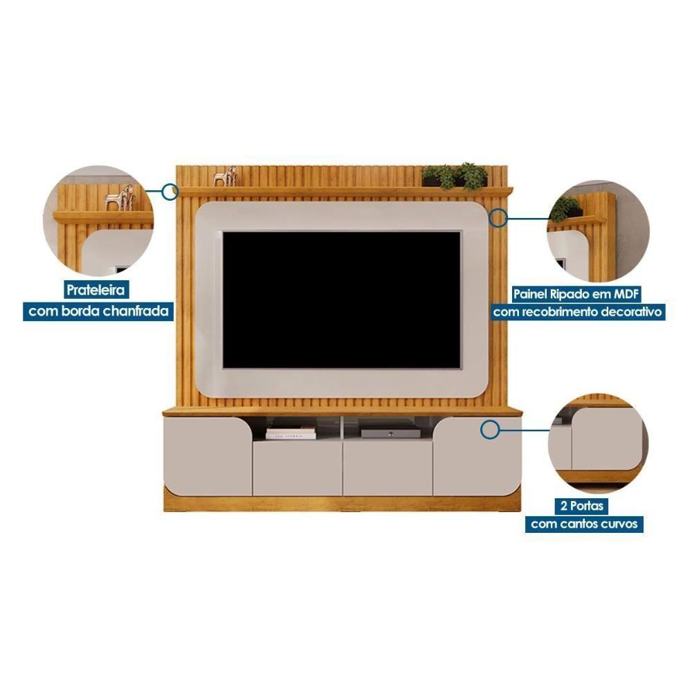 Home P-tv Até 65 Polegadas Vogue Ripado C- Prateleira E Nichos 182x183cm Cedro-bali Dj Móveis - 5
