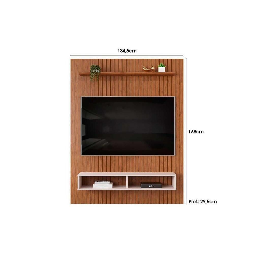 Painel Home P-tv Até 55 Polegadas Aston Ripado C- Prateleira E Nichos 134x168cm Cedro-bali Dj Móveis - 7