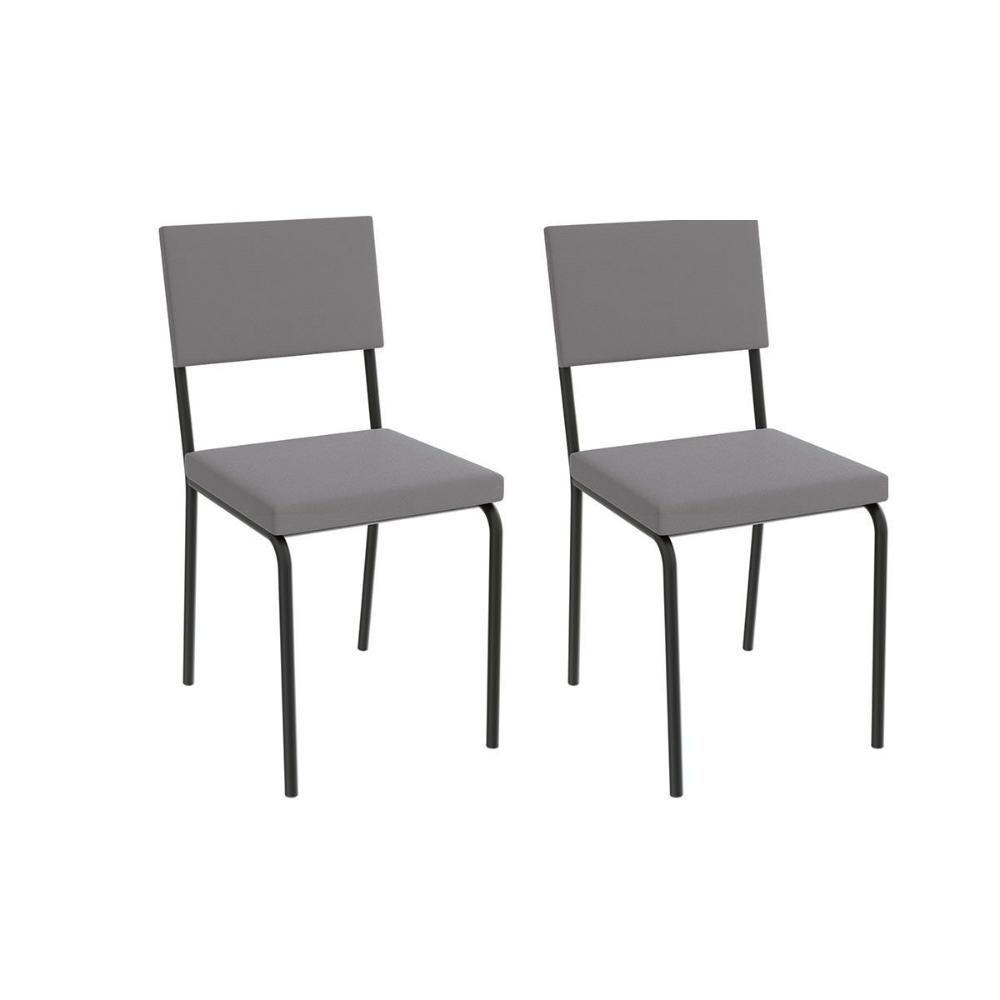 Cadeira Sala De Jantar Zaria 2c128 Aço Kit 2 Uni Preto Fosco-cinza A050 Suede Veludo - 1
