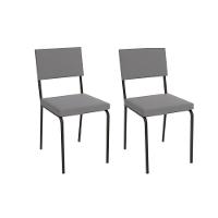 Cadeira Sala De Jantar Zaria 2c128 Aço Kit 2 Uni Preto Fosco-cinza A050 Suede Veludo - 1