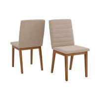 Cadeira Sala De Jantar Sofia Madeira Kit 2un Ipe-veludo Creme Dj Móveis - 1