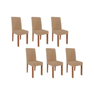 Cadeira Sala De Jantar Maia Kit 6 Un Savana-cinamomo-suede Gengibre Bege