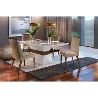 Cadeira Sala De Jantar Athenas Madeira Kit 2 Un Capuccino-veludo Creme Rufato