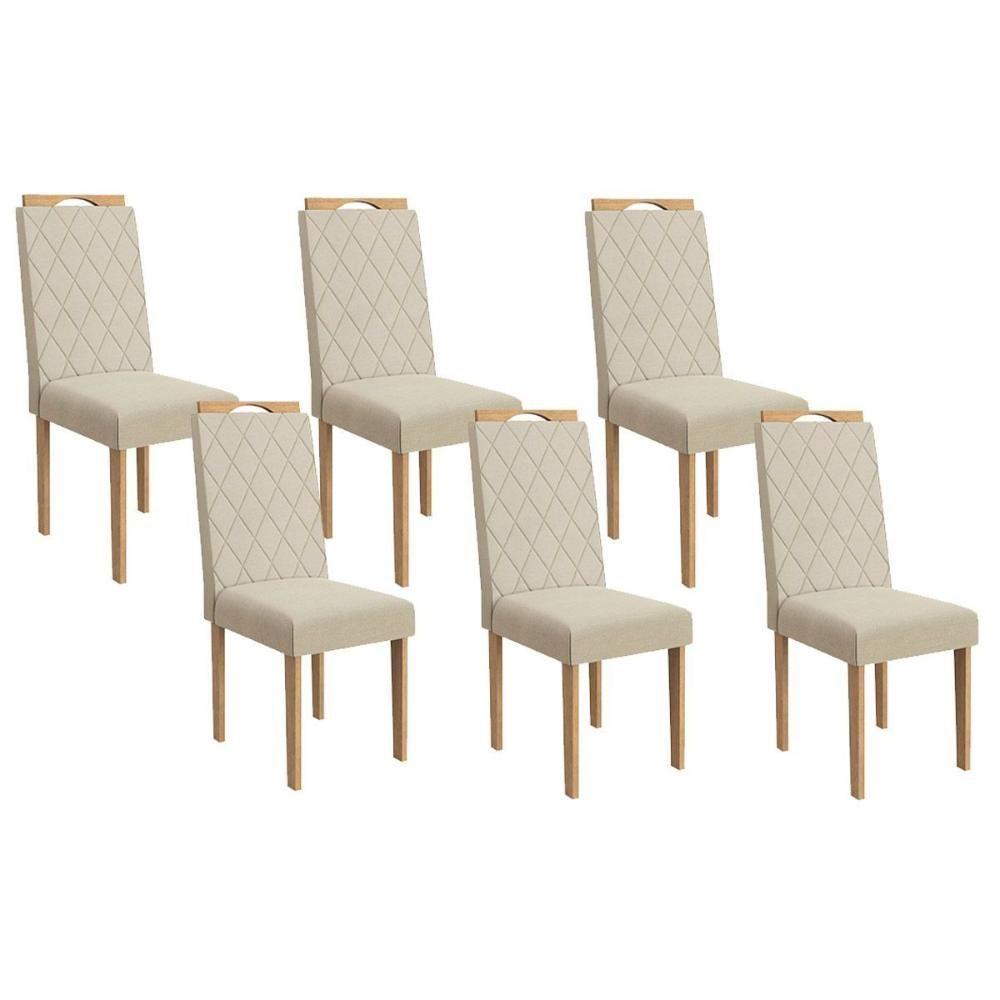 Cadeira Sala De Jantar 2cad153ea Kit 6 Un Eucalipto-linho Areia A052 - 1