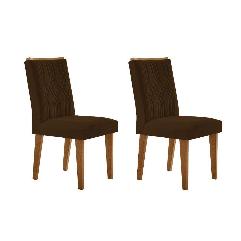 Cadeira Sala De Jantar Alegra Madeira Kit 2 Un Capuccino - Veludo Marrom - Rufato - 1