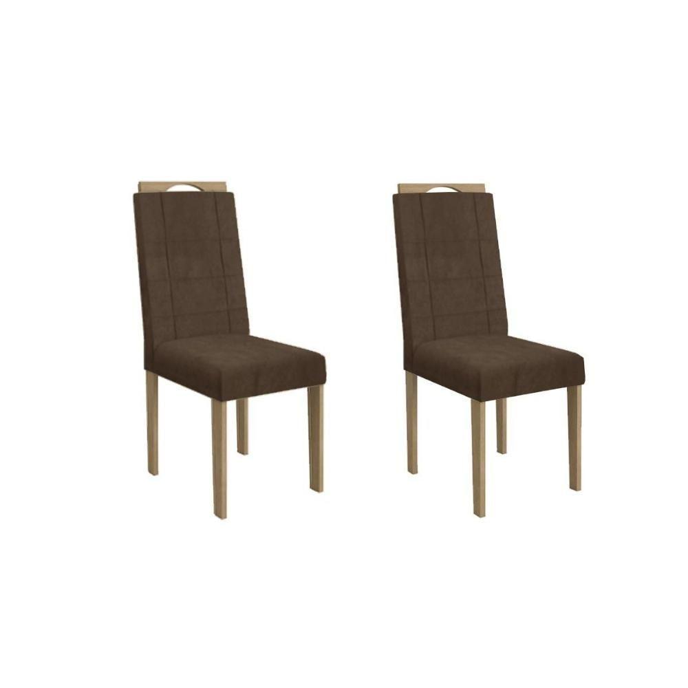 Cadeira Sala De Jantar 2cad150ea Kit 2 Un Eucalipto-veludo Marrom A033 - 1