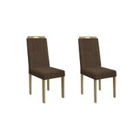 Cadeira Sala De Jantar 2cad150ea Kit 2 Un Eucalipto-veludo Marrom A033 - 1