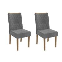 Cadeira Sala De Jantar 2cad129ng Kit 2 Un Nogueira/veludo Cinza Titanio A050 - Kappesberg - 1