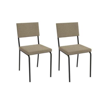 Cadeira Sala De Jantar Zaria 2c128 Aço Kit 2 Uni Preto Fosco-boucle Fendi A057