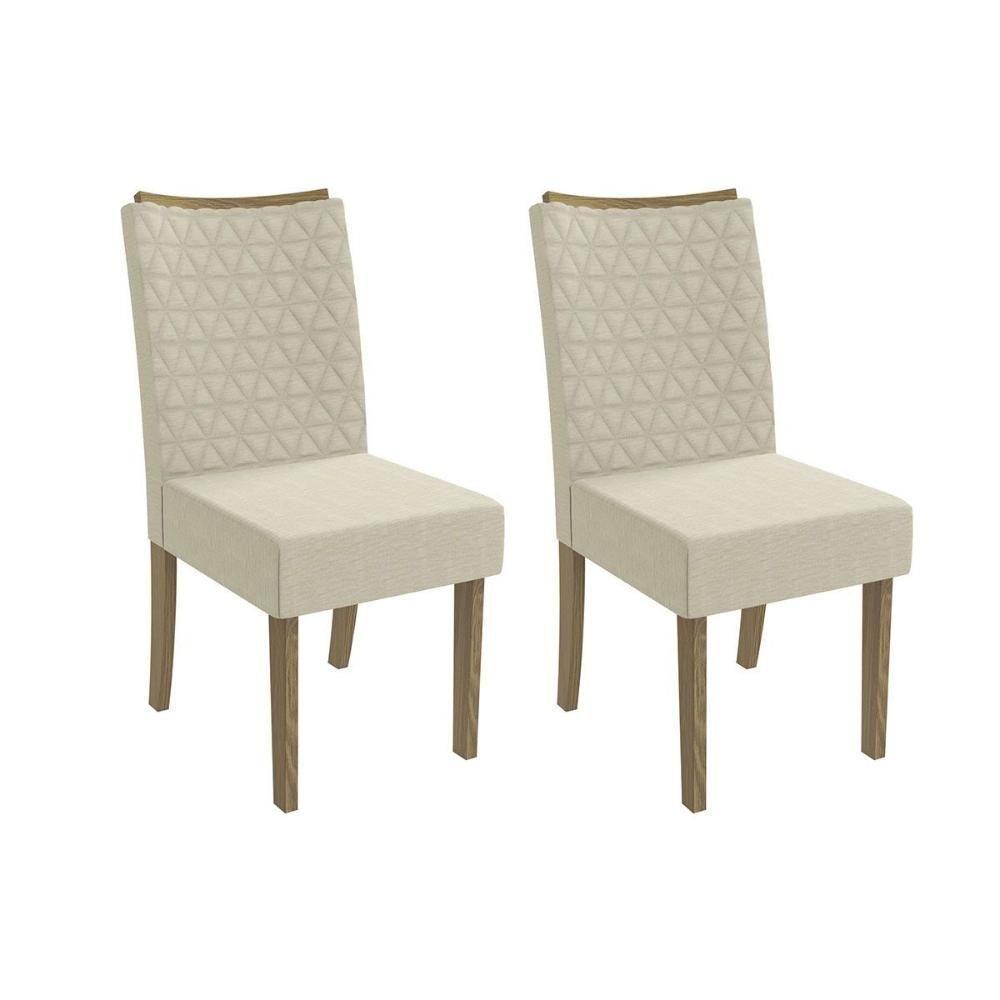 Cadeira Sala De Jantar 2cad129ng Kit 2 Un Nogueira-linho Bege A019 - 1