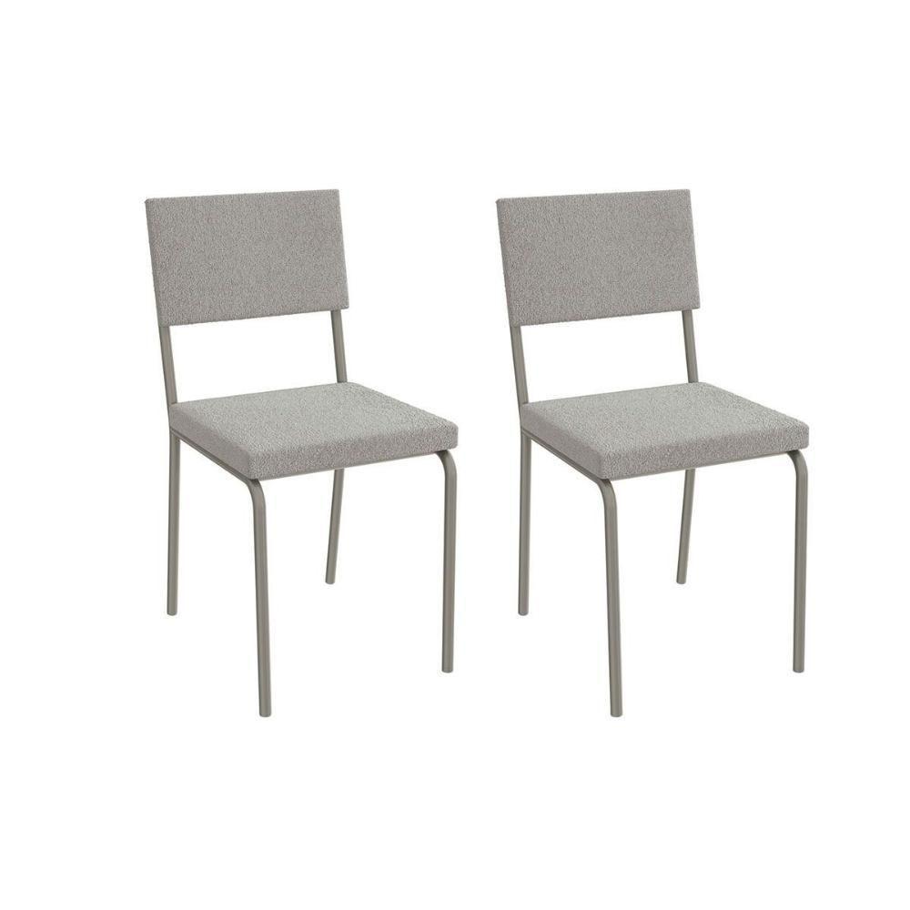 Cadeira Sala De Jantar Zaria 2c128 Aço Kit 2 Uni Niquel-boucle Cinza A056 - 1