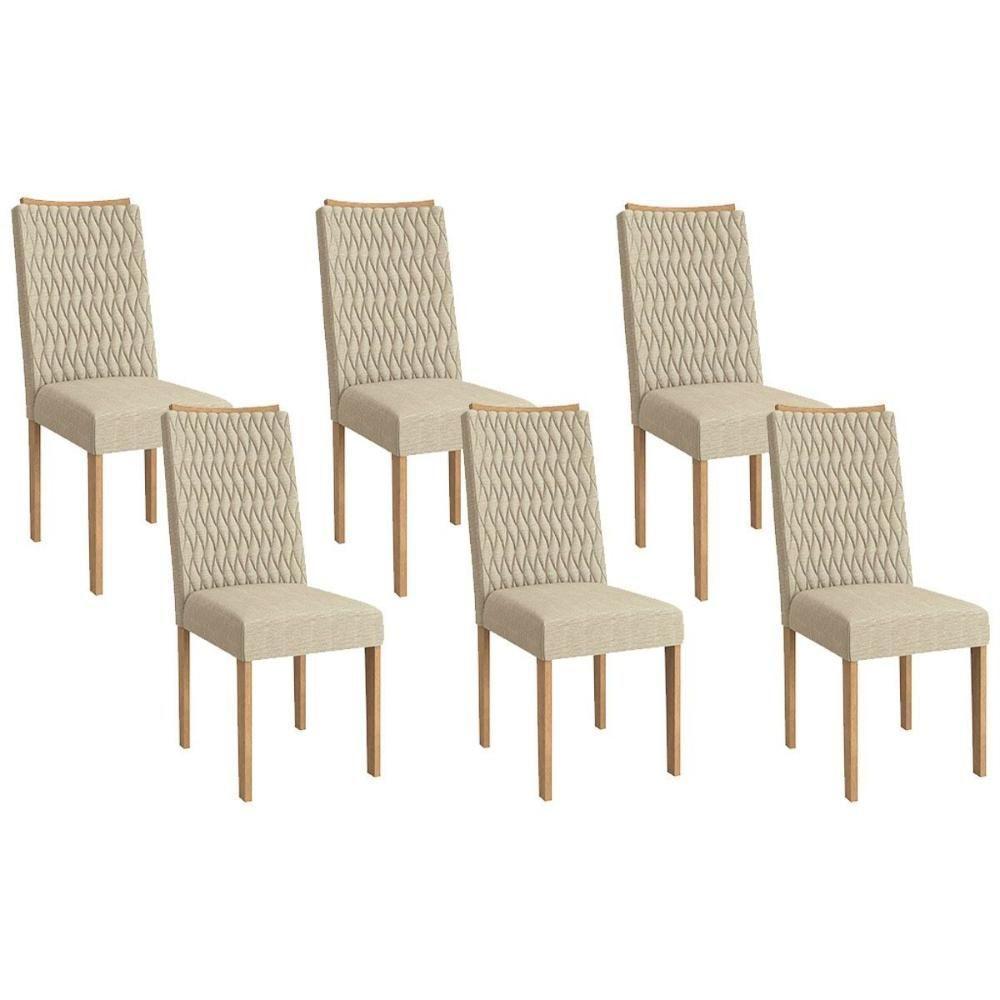 Cadeira Sala De Jantar 2cad157ea Kit 6 Un Eucalipto-linho Bege A019 - 1
