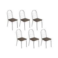 Cadeira Sala De Jantar Holanda C009 Kit 6 Un Cromado/marrom 21 - Kappesberg - 1