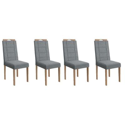 Cadeira Sala De Jantar 2cad150ea Kit 4 Un Eucalipto/linho Cinza A056 - Kappesberg