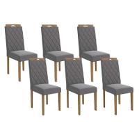 Cadeira Sala De Jantar 2cad152ea Kit 6 Un Eucalipto/suede Cinza Titanio A050 - Kappesberg - 1