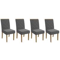 Cadeira Sala De Jantar 2cad149fr Kit 4 Un Freijo/linho Cinza A056 - Kappesberg - 1