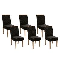 Cadeira Sala De Jantar 2cad149ng Kit 6 Un Nogueira/veludo Preto A038 - Kappesberg - 1