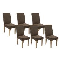 Cadeira Sala De Jantar 2cad142ng Kit 6 Un Nogueira/veludo Marrom A033 - Kappesberg - 1