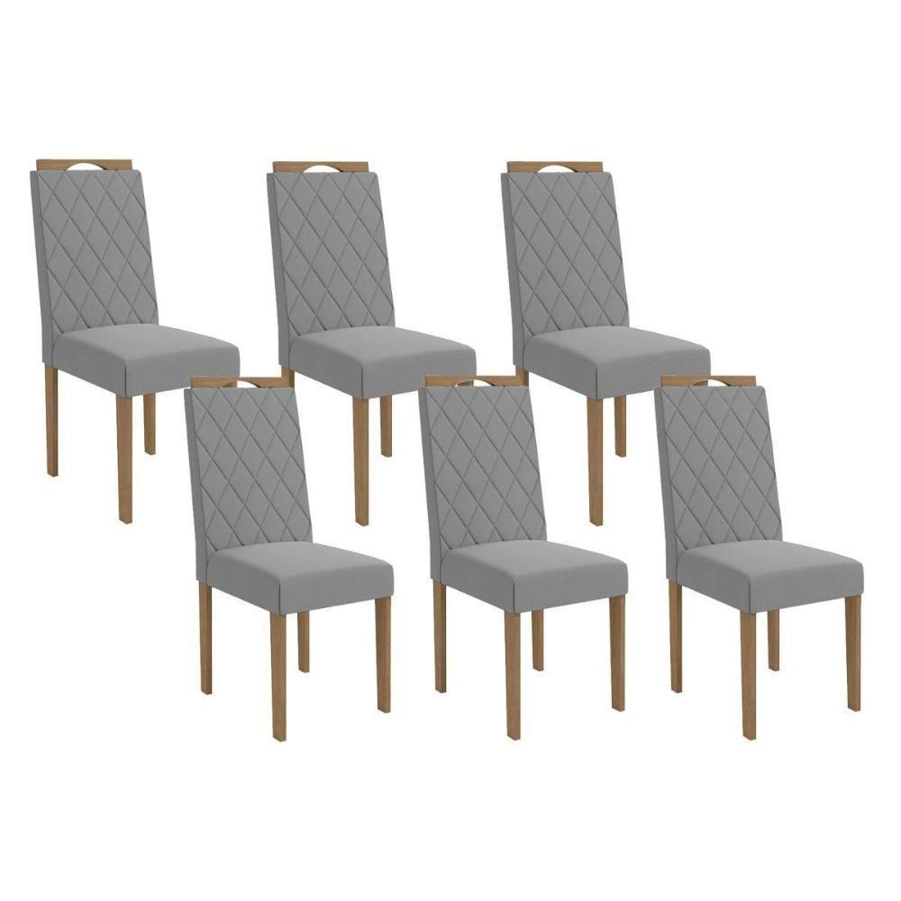 Cadeira Sala De Jantar 2cad152ea Kit 6 Un Eucalipto/linho Cinza A056 - Kappesberg - 1