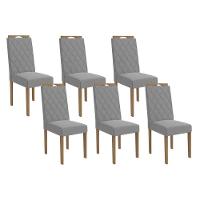 Cadeira Sala De Jantar 2cad152ea Kit 6 Un Eucalipto/linho Cinza A056 - Kappesberg - 1