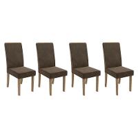 Cadeira Sala De Jantar 2cad142ng Kit 4 Un Nogueira/veludo Marrom A033 - Kappesberg - 1