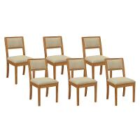 Cadeira Sala De Jantar Alice Kit 6 Un Carvalho/linho Bege A058 - Kappesberg - 1