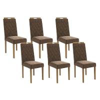 Cadeira Sala De Jantar 2cad152ea Kit 6 Un Eucalipto/veludo Marrom A033 - Kappesberg - 1