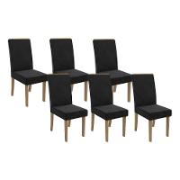 Cadeira Sala De Jantar 2cad142ng Kit 6 Un Nogueira/veludo Preto A038 - Kappesberg - 1
