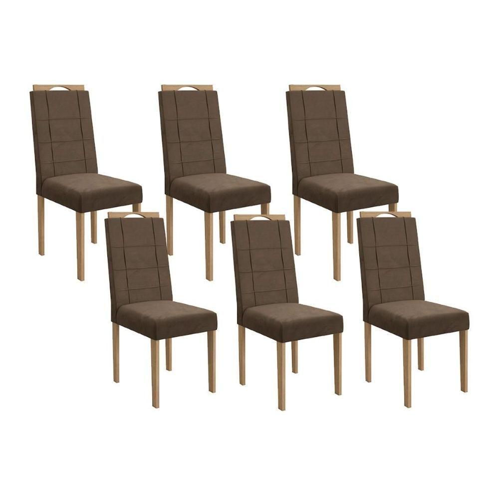 Cadeira Sala De Jantar 2cad150ea Kit 6 Un Eucalipto-veludo Marrom A033 - Kappesberg - 1