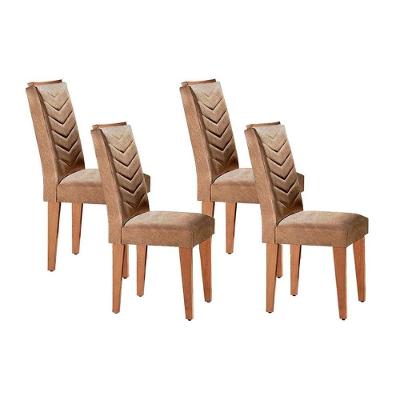 Cadeira Sala De Jantar Londrina Kit 4 Un Imbuia - Veludo Capuccino - Rufato