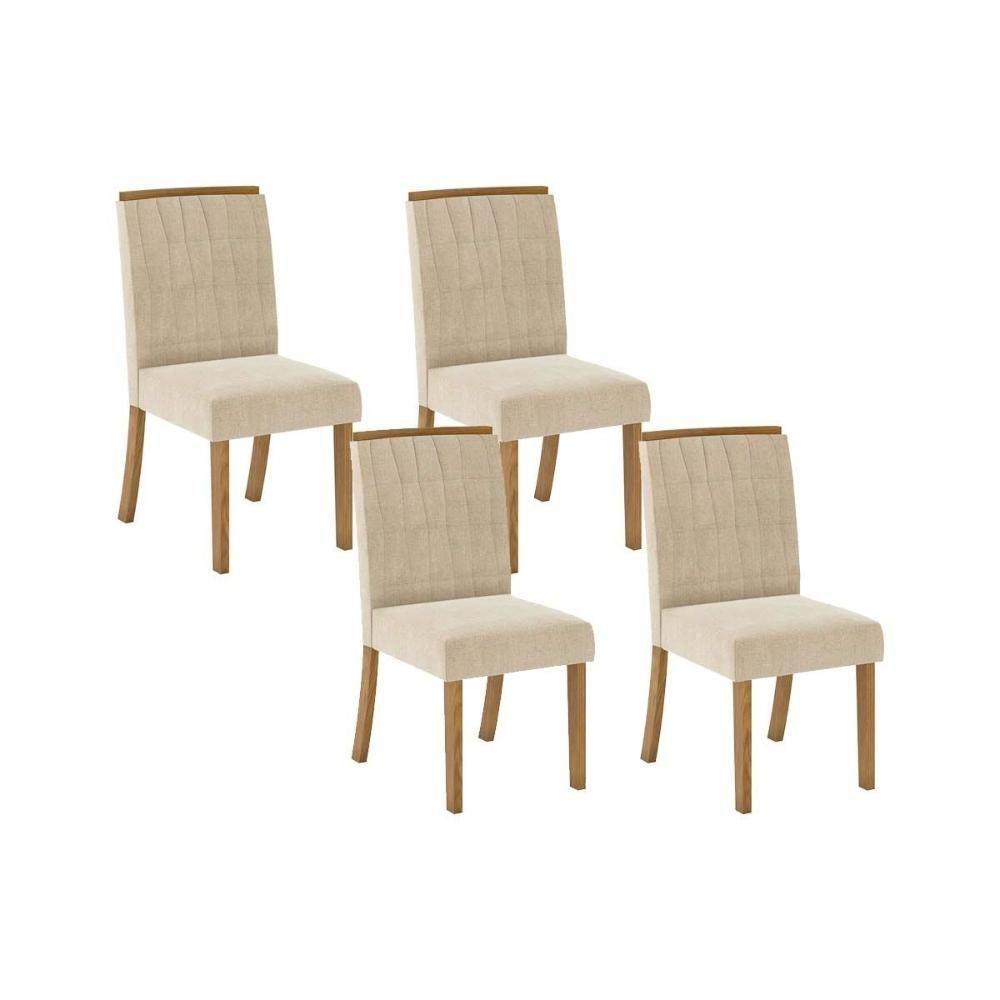 Cadeira Sala De Jantar Tauá Kit 4 Uni Nature-linho - Henn - 1
