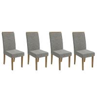 Cadeira Sala De Jantar 2cad142fr Kit 4 Un Freijó - Assento-encosto Linho Cinza Mesclado - Kappesberg - 1