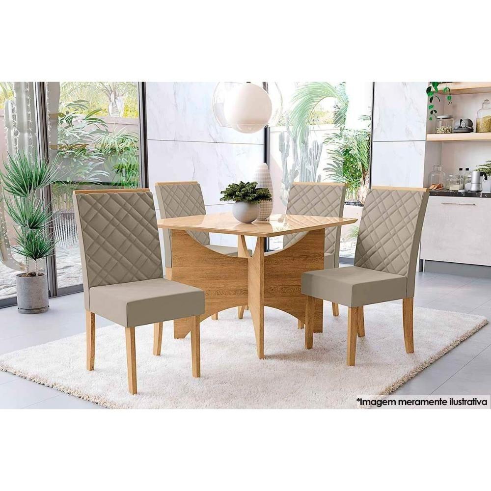 Cadeira Sala De Jantar 2cad149fr Kit 4 Un Freijó - Assento-encosto Linho Chumbo Escuro A - Kappesberg - 2