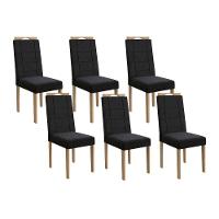 Cadeira Sala De Jantar 2cad150ea Kit 6 Un Eucalipto-veludo Preto A038 - Kappesberg - 1