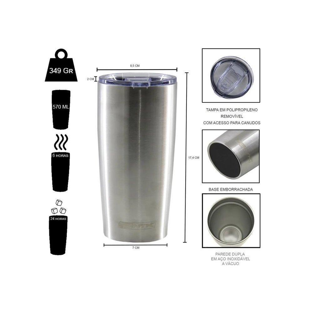 Copo Térmico Cerveja Nautika Avalon 570ml Prata - 5