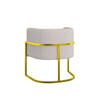 Poltrona Corino Decorativa Lua Recepção Base Ferro Gold Bege - 5
