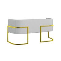 Sofá 2 Lugares Base Metal Dourada Reforçada Recepção Bouclê Cinza - 5