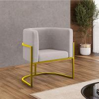 Kit 06 Poltronas Lua Sala Decorativa Base De Ferro Gold Bege - 6
