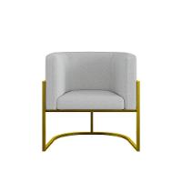 Kit 06 Poltronas Lua Sala Decorativa Base Ferro Gold Bouclê Cinza