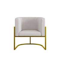 Kit 06 Poltronas Lua Sala Decorativa Base Ferro Gold Veludo Bege - 3