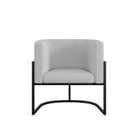 Poltrona Bouclê Decorativa Lua Recepção Base De Ferro Black Cinza