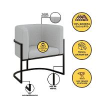 Poltrona Bouclê Decorativa Lua Recepção Base De Ferro Black Cinza - 6