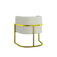 Poltrona Bouclê Decorativa Lua Recepção Base De Ferro Gold Bege - 3