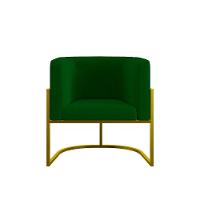 Kit 04 Poltronas Lua Sala Decorativa Base De Ferro Gold Verde - 3