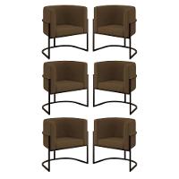 Kit 06 Poltronas Lua Sala Decorativa Base De Ferro Black Marrom - 1