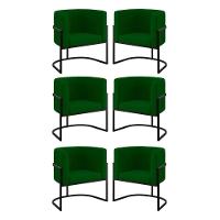 Kit 06 Poltronas Lua Sala Decorativa Base De Ferro Black Verde - 1