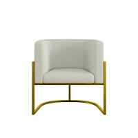 Kit 02 Poltronas Lua Sala Decorativa Base Ferro Gold Bouclê Bege - 7